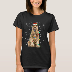English Cocker Spaniel Dog Christmas Lights Funny T-Shirt