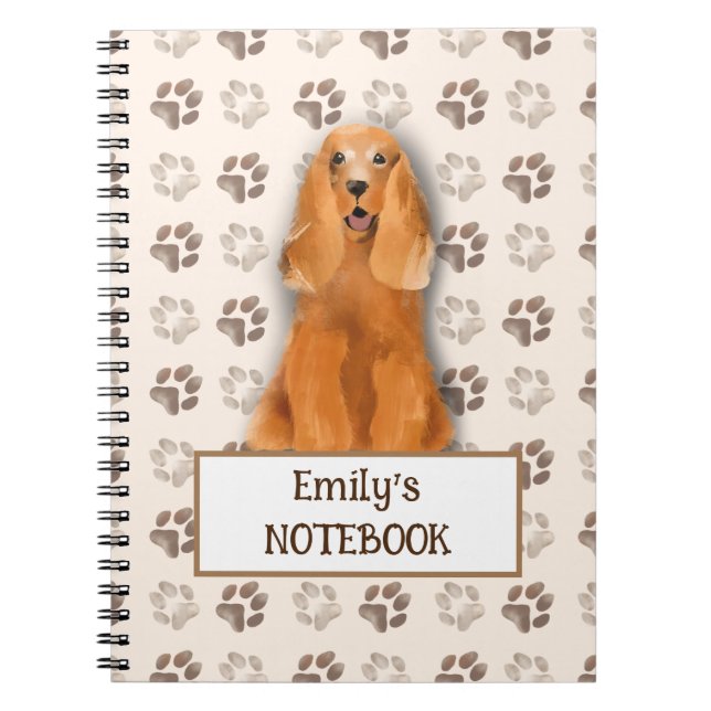 English Cocker Spaniel dog footprint customisable  Notebook (Front)
