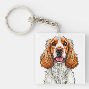 English Cocker Spaniel Dog Portrait Key Ring