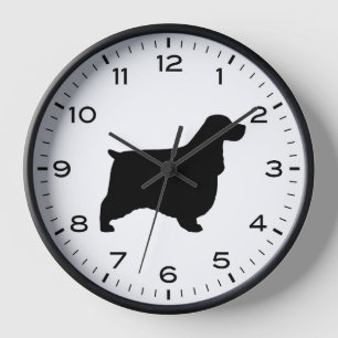 English Cocker Spaniel Dog Silhouette Clock