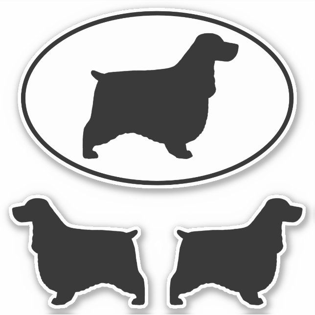 English Cocker Spaniel Dog Silhouettes Sticker Set (Front)