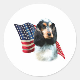 English Cocker Spaniel Flag Classic Round Sticker