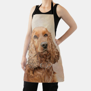 English Cocker Spaniel Painting - Original Dog Art Apron