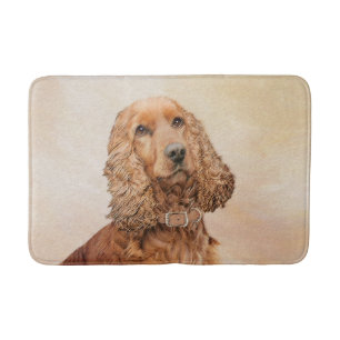 English Cocker Spaniel Painting - Original Dog Art Bath Mat