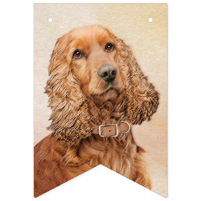 English Cocker Spaniel Painting - Original Dog Art Bunting (First Flag)