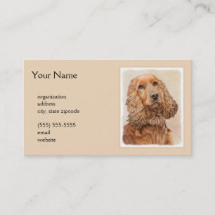 English Cocker Spaniel Painting - Original Dog Art Business Card