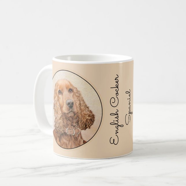 English Cocker Spaniel Painting - Original Dog Art Coffee Mug (Front Left)