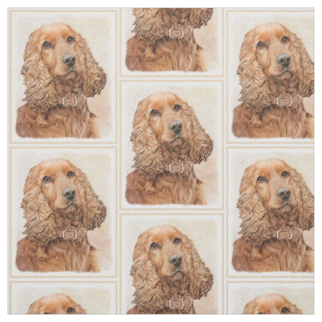English Cocker Spaniel Painting - Original Dog Art Fabric (Swatch)