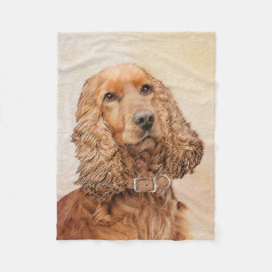English Cocker Spaniel Painting - Original Dog Art Fleece Blanket