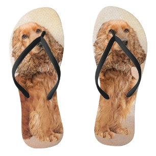 English Cocker Spaniel Painting - Original Dog Art Flip Flops