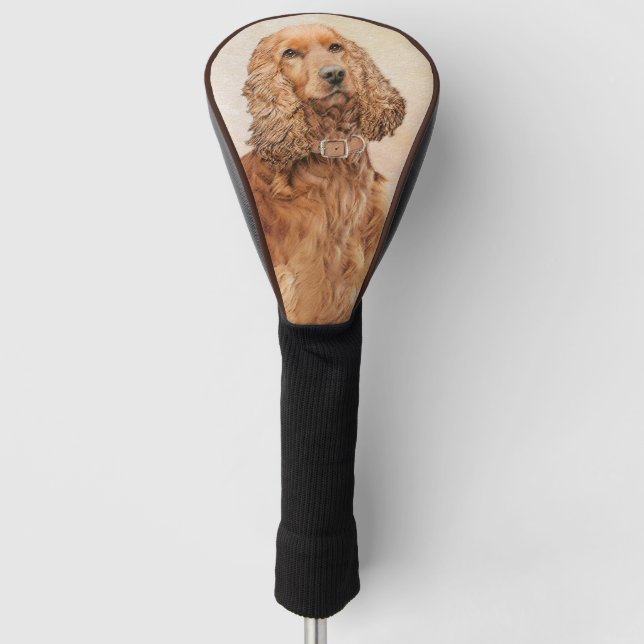 English Cocker Spaniel Painting - Original Dog Art Golf Head Cover (Front)