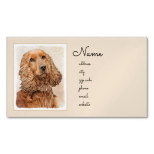 English Cocker Spaniel Painting - Original Dog Art Magnetic Business Card