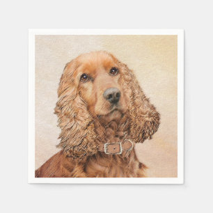 English Cocker Spaniel Painting - Original Dog Art Napkin