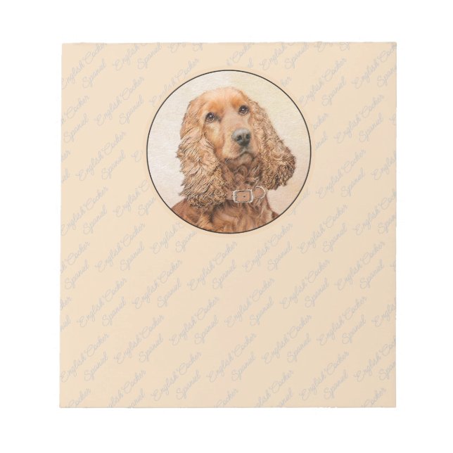 English Cocker Spaniel Painting - Original Dog Art Notepad (Front)