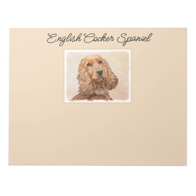 English Cocker Spaniel Painting - Original Dog Art Notepad (Front)