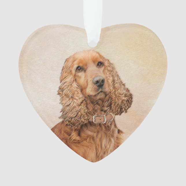 English Cocker Spaniel Painting - Original Dog Art Ornament (Front)