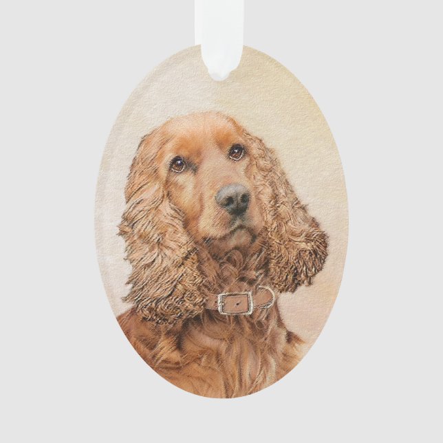 English Cocker Spaniel Painting - Original Dog Art Ornament (Front)