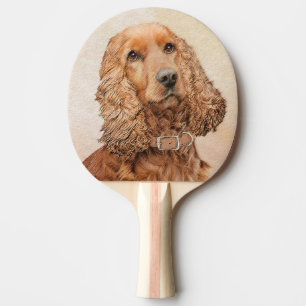 English Cocker Spaniel Painting - Original Dog Art Ping Pong Paddle