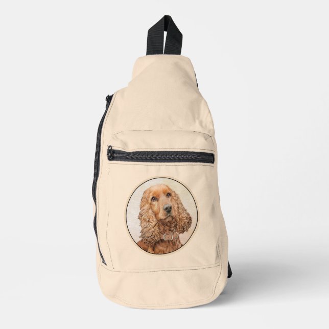 English Cocker Spaniel Painting Original Dog Art Sling Bag (Front)