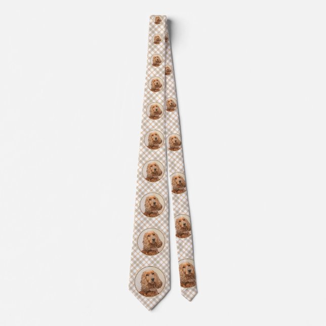 English Cocker Spaniel Painting - Original Dog Art Tie (Front)