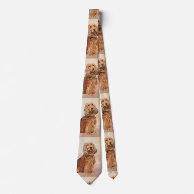 English Cocker Spaniel Painting - Original Dog Art Tie (Front)