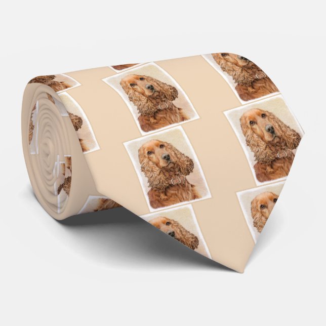English Cocker Spaniel Painting - Original Dog Art Tie (Rolled)