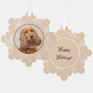English Cocker Spaniel Painting - Original Dog Art Tree Decoration Card