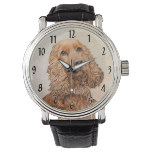 English Cocker Spaniel Painting - Original Dog Art Watch