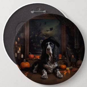 English Cocker Spaniel Pumpkins Halloween Scary  6 Cm Round Badge