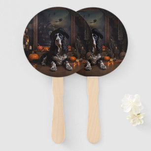 English Cocker Spaniel Pumpkins Halloween Scary  Hand Fan