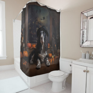 English Cocker Spaniel Pumpkins Halloween Scary  Shower Curtain