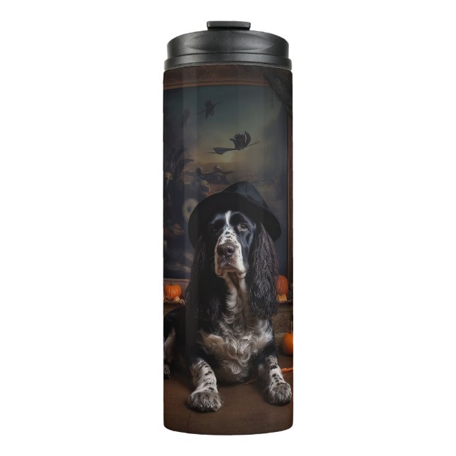 English Cocker Spaniel Pumpkins Halloween Scary  Thermal Tumbler (Front)