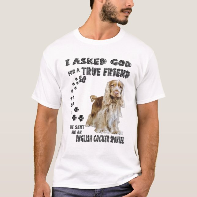 English Cocker Spaniel Quote Mum Dad Costume, Cute T-Shirt (Front)