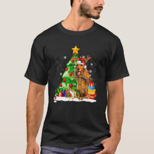 English Cocker Spaniel Reindeer Christmas Lights D T-Shirt
