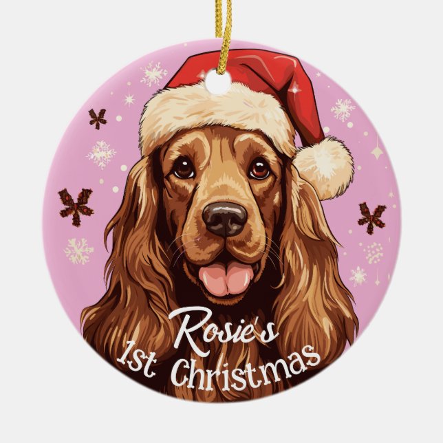 English Cocker Spaniel’s First Christmas Ceramic Tree Decoration (Front)