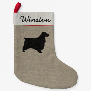 English Cocker Spaniel Silhouette with Custom Text Small Christmas Stocking