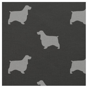 English Cocker Spaniel Silhouettes Pattern Fabric