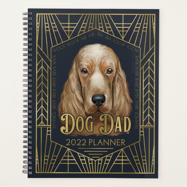 English Cocker Spaniel Working Dog Dad Funny 2022 Planner (Front)