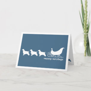 English Cockers Pulling Santa's Sleigh Holiday Card