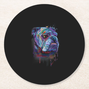 English Colourful Bulldog Gift A English Bulldog Round Paper Coaster