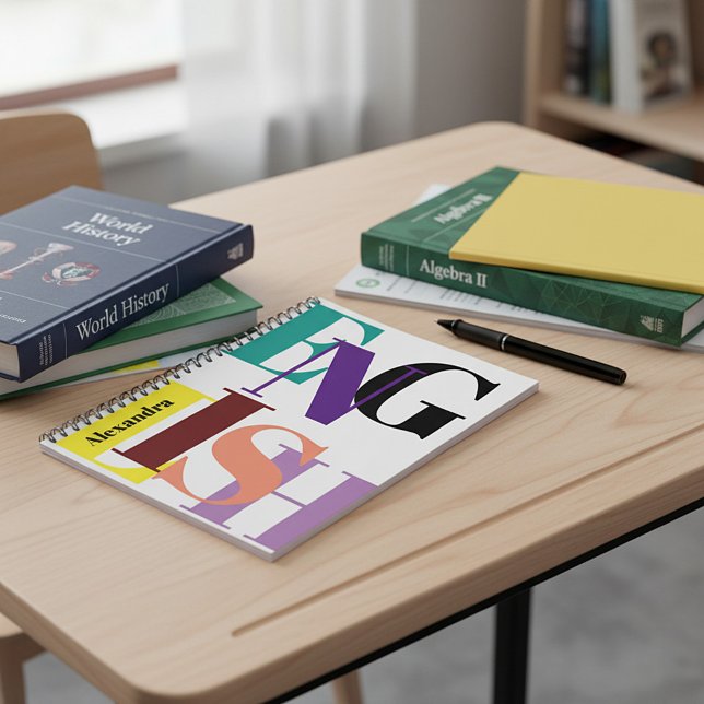 "ENGLISH" colourful personalised Notebook (Creator Uploaded)