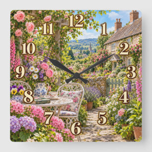 English Cottage Garden Country Clock