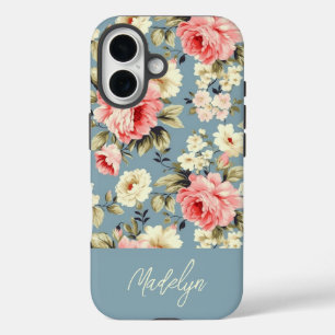 English Cottage Garden Flowers Personalized Tough iPhone 16 Case