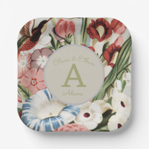 English Cottage Garden Personalised Wedding Napkin Paper Plate