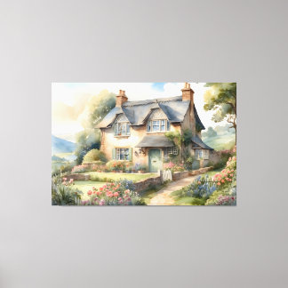 English cottage house canvas print