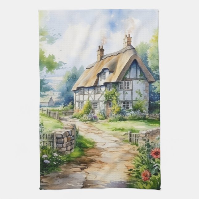 English Cottage Tea Towel (Vertical)