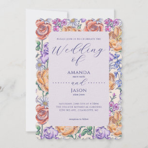 English Cottage Victoria Floral Wedding Invitation