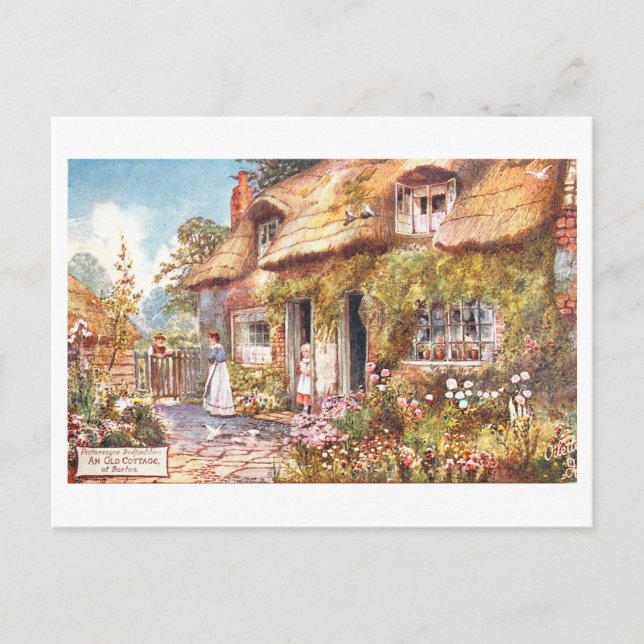 English Cottage Vintage Postcard (Front)