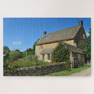 English cottage with garden and flag jigsaw puzzle