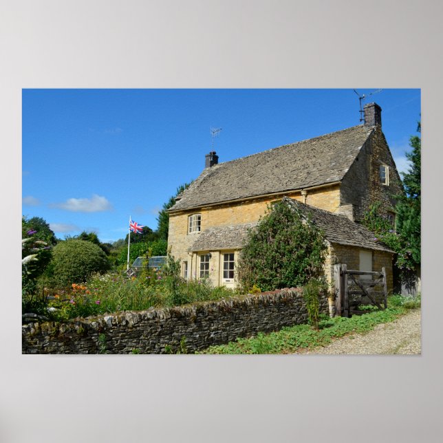 English cottage with garden poster (Front)